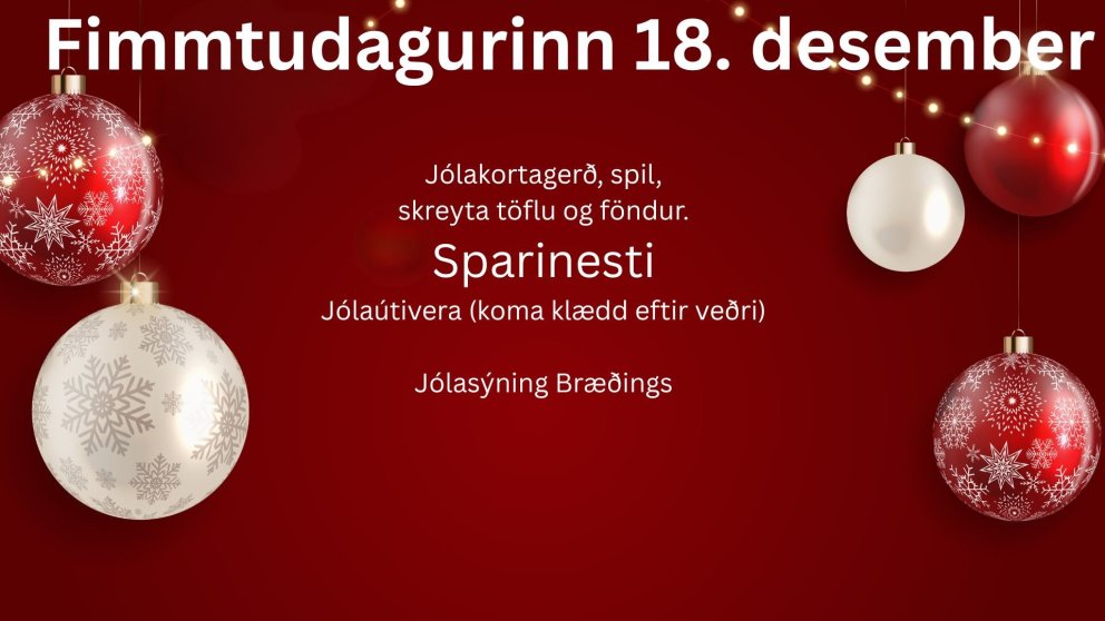 Morgundagurinn 18. desember - engar íþróttir né sund.