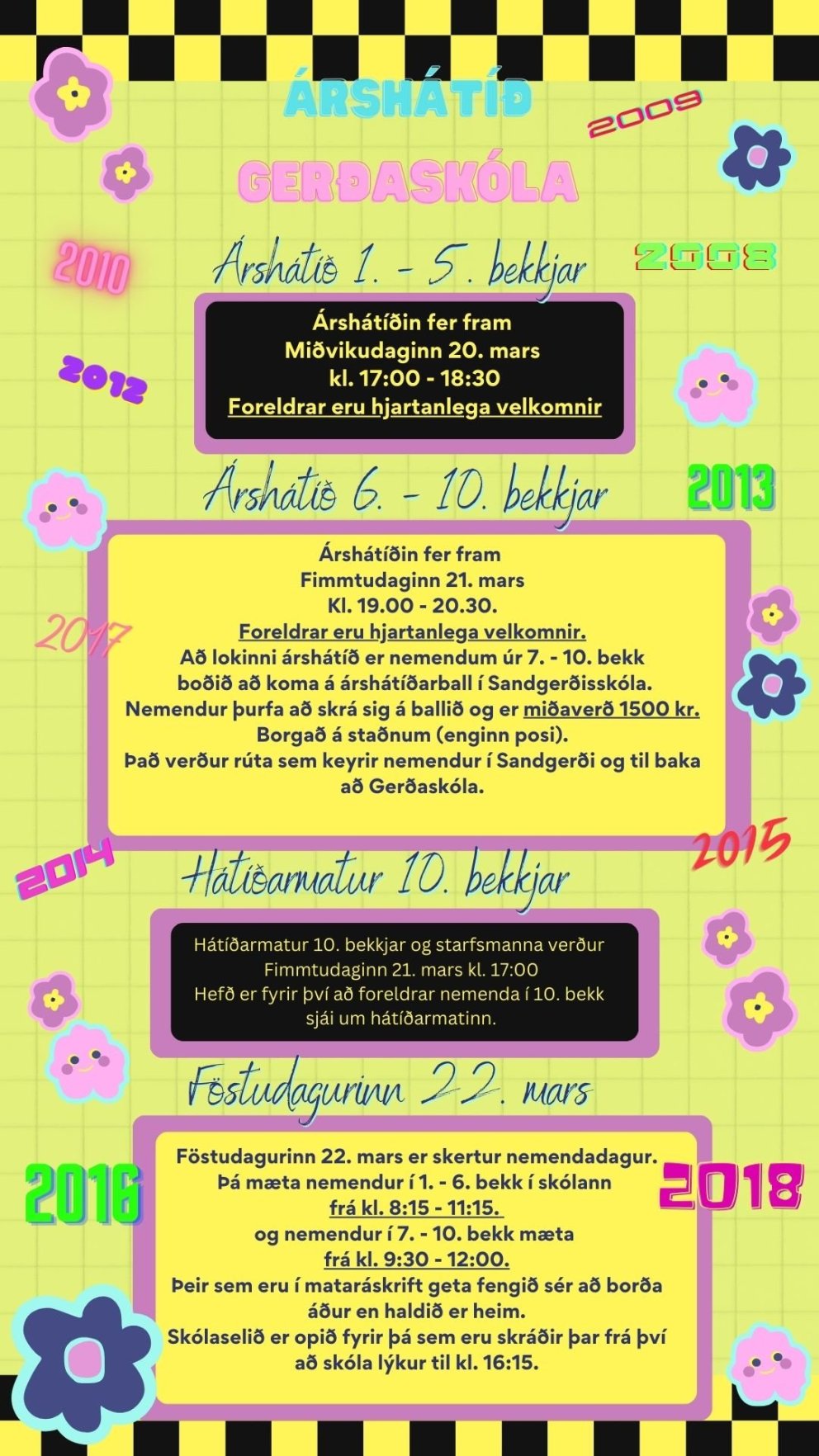 Árshátíð og skertur nemendadagur