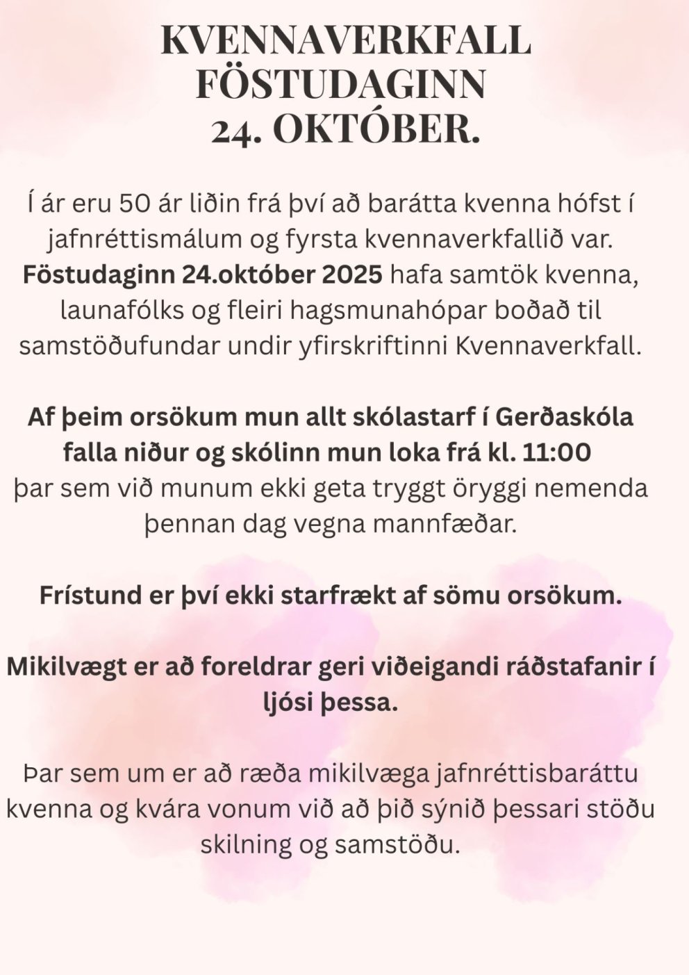 VINSAMLEGAST ATHUGIÐ!