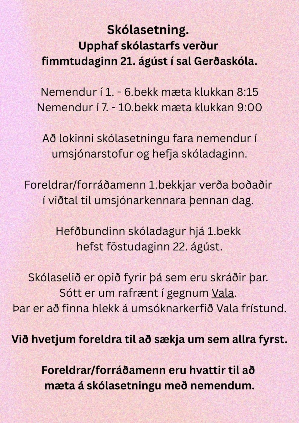 Skólasetning Gerðaskóla 21. ágúst 2025