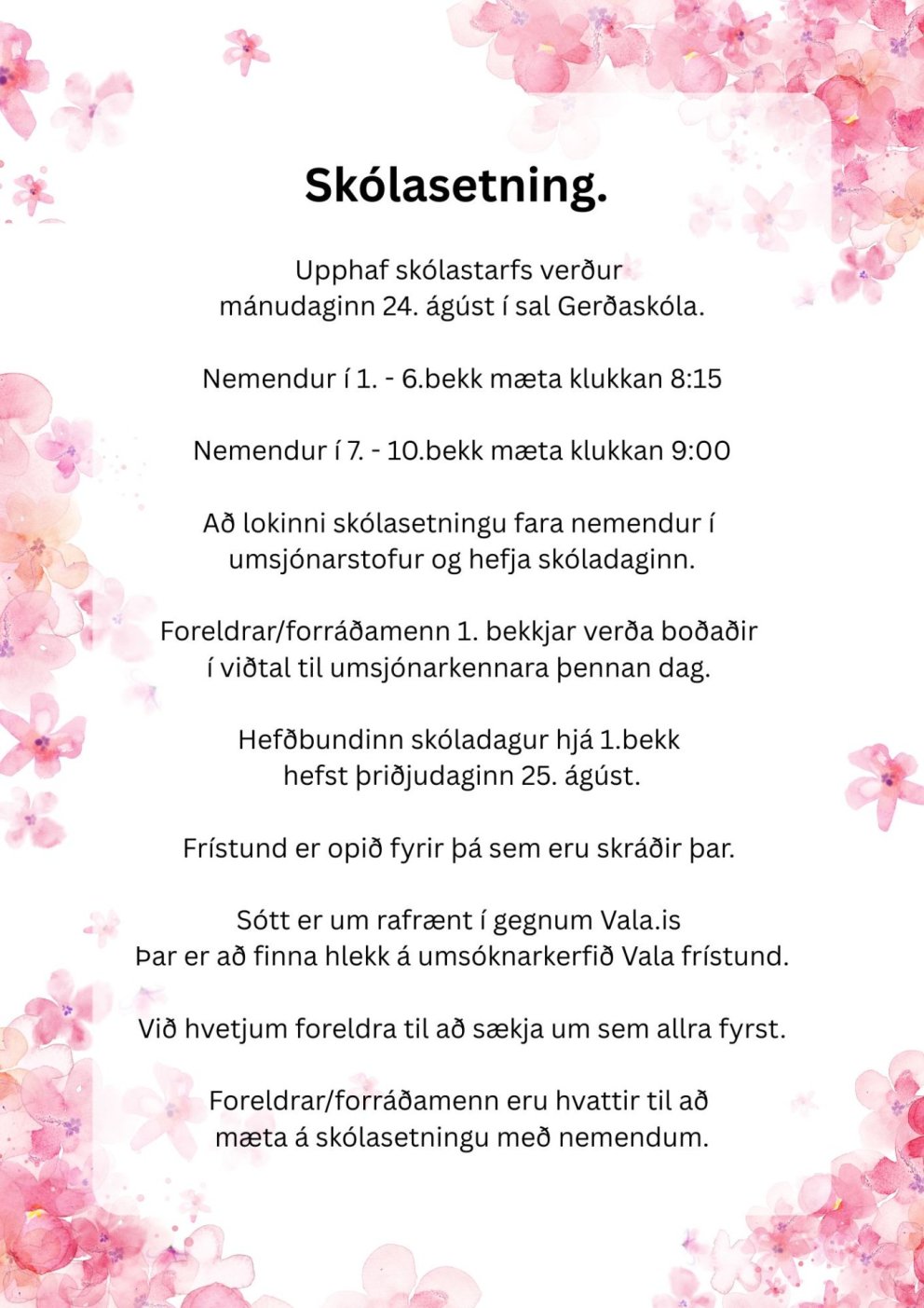 Skólasetning Gerðaskóla 24. ágúst 2026