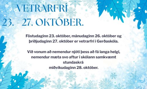 Vetrarfrí 23. - 27. október.