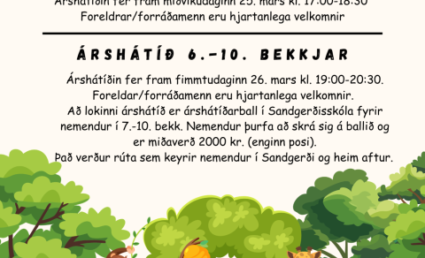 Árshátíð Gerðaskóla, skertur nemendadagur og páskafrí.