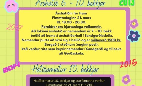 Árshátíð og skertur nemendadagur