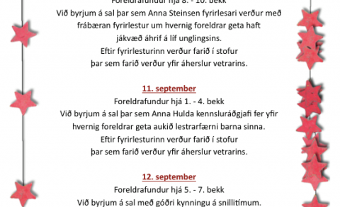 Foreldrafundir í næstu viku
