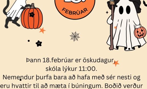 Öskudagur/skertur dagur 18. febrúar.